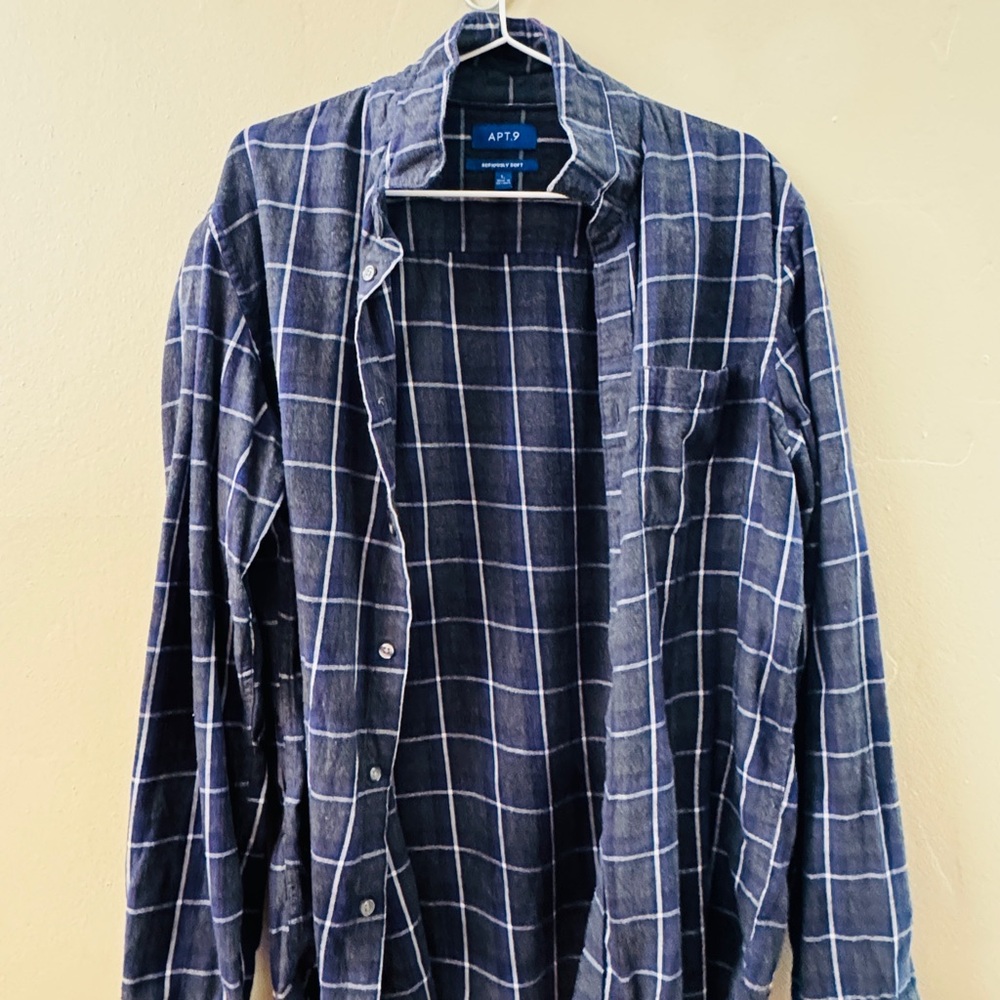 Apt. 9 Black and White Casual Button Down Shirt